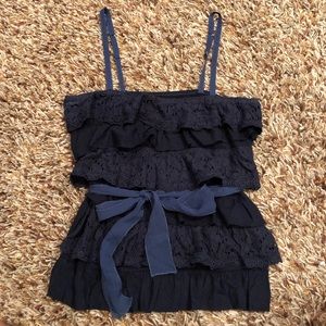 Abercrombie & Fitch Tops - Abercrombie & Fitch - navy ruffled tank top L Abercrombie & Fitch Tops - Abercrombie & Fitch - navy ruffled tank top L